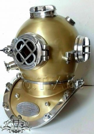 Vintage Antique Morse U.  S Navy Diving Divers Helmet Solid Steel & Aluminium Gift
