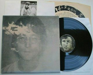 John Lennon Imagine Lp Vinyl Ex,  Ex,  Rare Complete Uk 1st Press Album Poster Card