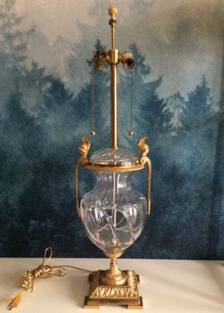 Rare Martin Benito Monumental Table Lamp French Cut Crystal Gilt Bronze