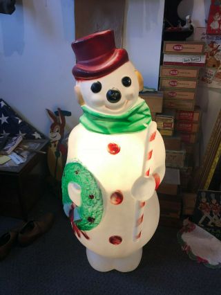 Giant Vintage Empire Blow Mold Snow Man 1968 - 46 " Tall