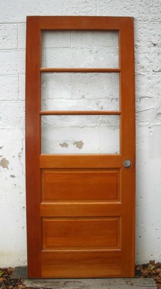 32 " X80 " Vintage Antique Exterior Wood Wooden Back Side Entry Door 3 Window Glass
