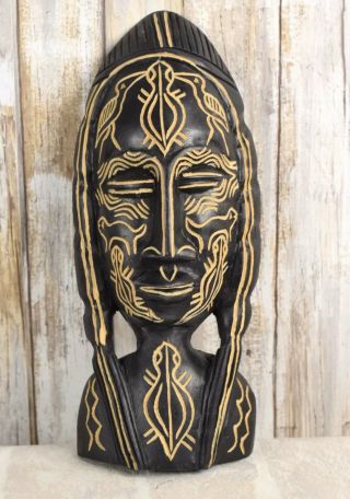 Tribal African Hand Carved Real Wood Black Wall Decor 12x13