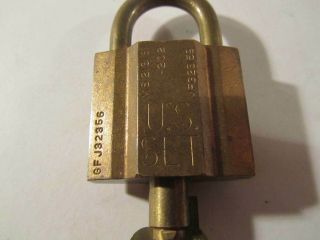Vintage Dynalok US Govt Brass Padlock High Security Tubular Lock US SET 2 Keys 2