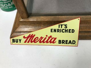 Vintage " Merita Bread " Metal Rack Topper Sign (9.  75 " X 4 "),  Near