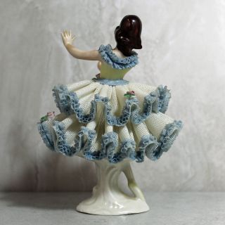 Vintage Dresden Lace Porcelain Ballerina Dancing Lady Figurine Germany SK01340 2