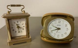 Vintage Linden Blackforest Wind - Up Alarm Clock And Pocket Folding Alarm Clock