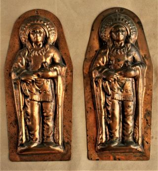 Pr.  19th C.  Copper Chocolate Molds In Shape Of Native American Chief (w.  Jeacock)