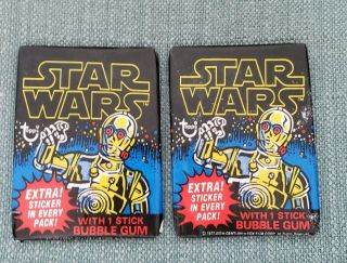 (2) 1977 Topps Star Wars Series 1 Wax Packs Packs Authentic Unsearched