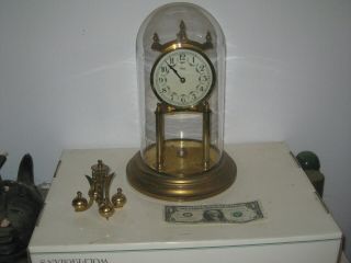 Midcentury Vintage Kundo Anniversary Clock Brass & Glass Germany Parts