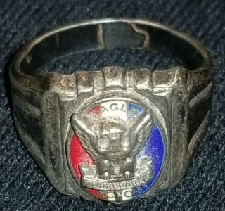 EAGLE SCOUT Ring Vintage Sterling Silver Eagle Scout BSA Boy Scouts Ring Size 10 3