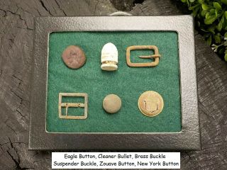 Old Rare Vintage Antique Civil War Relics Button Buckle Bullet Confederate Camp