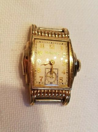 Antique Art Deco 10k Rolled Gold Plated Bulova Mens Wrist Watch Face 1930 