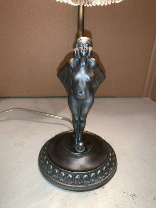 Antique Lva Ronson Deco Nude Lady Statue Lamp,  Frankart Era