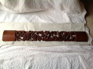 Large Vintage Solid Wood Hand Carved Wall Hanging 32.  25 " Long