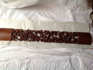 Large Vintage Solid Wood Hand Carved Wall Hanging 32.  25 