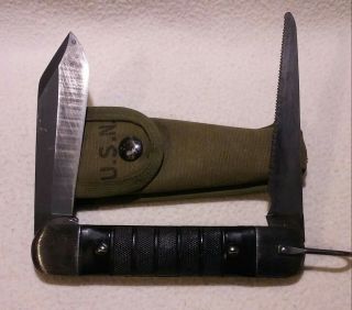 Vintage Ww2 Us Navy Pilot Survival Knife With Pouch Colonial Prov R.  I.