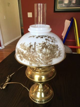 Vintage Rayo Oil Lamp Converted To Electric Table Lamp With Milk Glass Shade