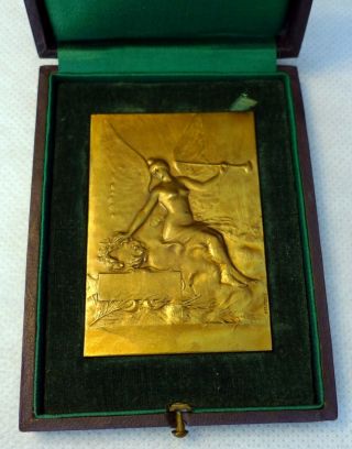 Antique French Art Nouveau Deco Signed Bronze Medal Plaque Art Award Vintage