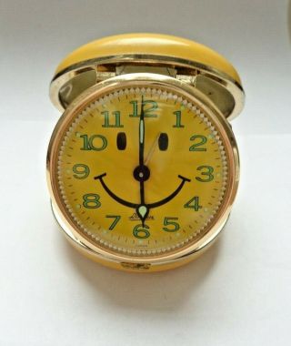 Vintage Linden Smiley Face Travel Alarm Clock