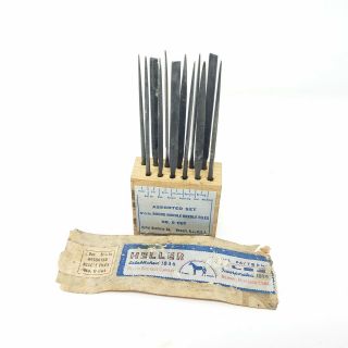 Vintage Set Of 12 Heller Needle Files & Lufkin Gage - Custom Listing
