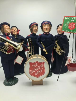 Byers Choice Salvation Army Band Carolers Kettle Drum 7 Piece Tags Vintage 1990s