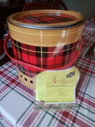 Rare Vintage Hamilton Skotch Red Plaid Grill,  Camping.  With Book.  Wow,