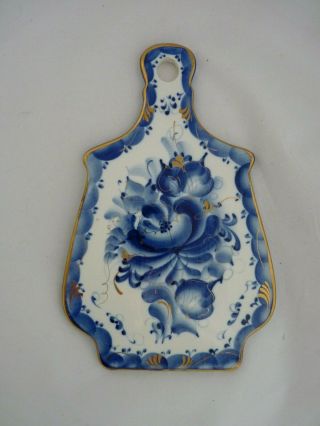 Russian Gzhel Blue White Porcelain Cheese Cutting Board Decorative Art