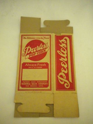 Vintage Antique Peerless Popcorn Box - National Sales Co.  Des Moines Iowa -