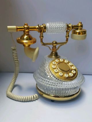 Vintage French Crystal Rotary Style Phone Model 2648 Godinger Silver Art