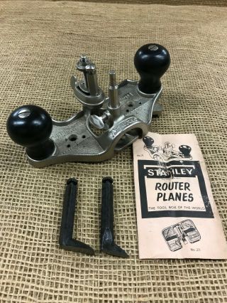 Vintage Stanley No.  71 Router Plane W/ 3 Cutters And Accessories -