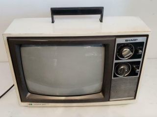 13 " Sharp Crt Tv Retro Gaming Vintage White Case 13e21 Linytron Plus
