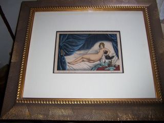 Antique Henri Fantin Latour Hand Colored Litho Nude With Cat V.  Fauny Lith.  1858