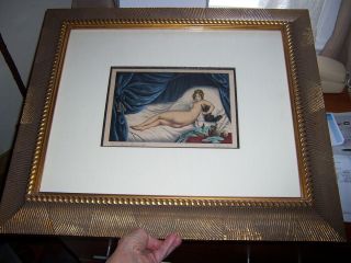 Antique HENRI FANTIN LATOUR hand colored litho NUDE with CAT V.  Fauny Lith.  1858 2