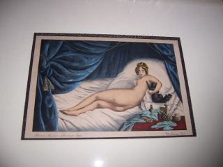 Antique HENRI FANTIN LATOUR hand colored litho NUDE with CAT V.  Fauny Lith.  1858 3