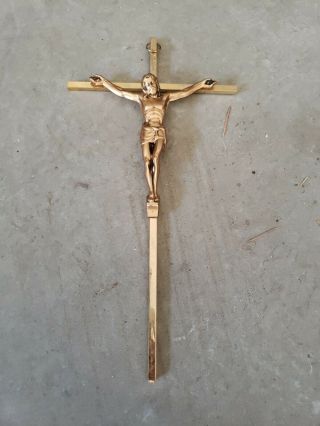 Brass Inri Jesus Christ Cross Crucifix Religious Figurine