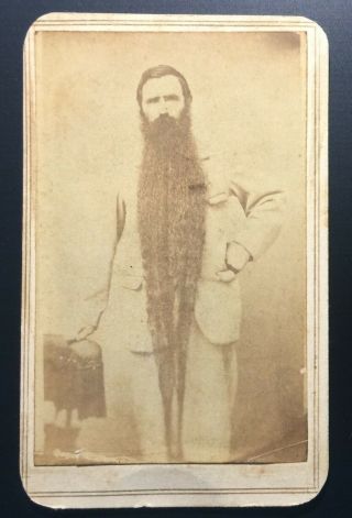 Civil War Era Confederate Long Beard - Cdv By W.  E.  Craver - Memphis,  Tenn.
