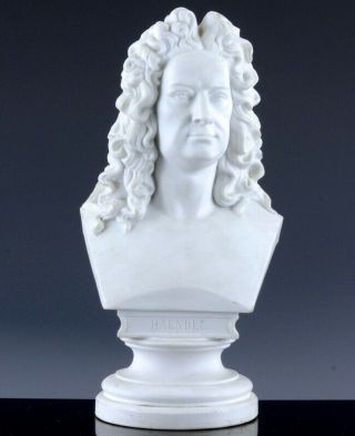 Late 19thc Victorian Parian Bisque Bust Of Composer George Frederic Haendel