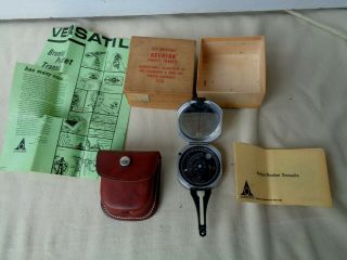 Vintage Brunton Pocket Transit Compass Surveying Tool Leather Case Box Surveyor
