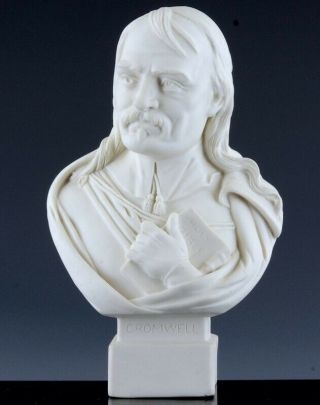 C1870 Robinson & Leadbeater Parian Bisque Bust Of Oliver Cromwell N/r