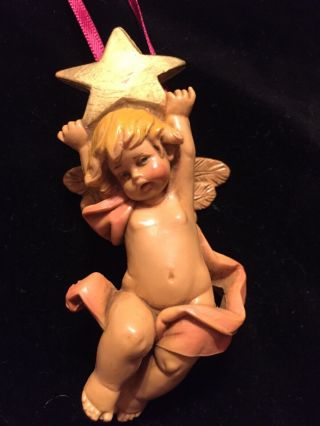Vintage Fontanini Simonetti Cherub Angel Christmas Ornament Depose Italy 697