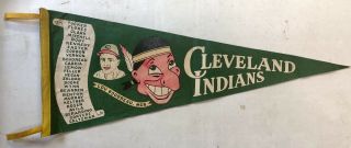 Vintage 1948 Lou Boudreau Cleveland Indians Roster Full Size 30 " Felt Pennant