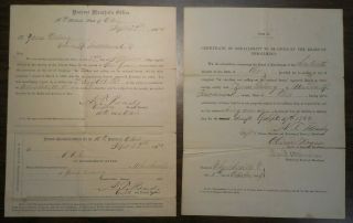 1864 Civil War Draft Notice & Exemption Certificate - Tuscarawas Co.  Ohio