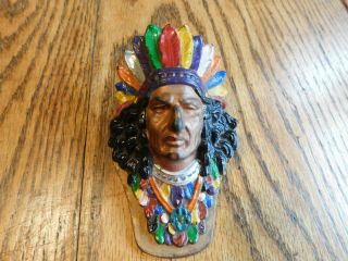 Antique Judd Cast Iron Bronze Native Indian Chief 5251 Desk Paper Clip / Holder