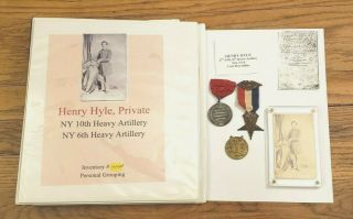 Named Civil War Cdv Photo & Medal Group York With Research Binder