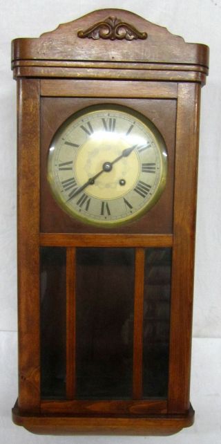 Vintage Vedette Wood & Glass Wall Decor Pendulum Clock