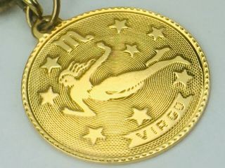 VINTAGE 14K yellow gold ZODIAC VIRGO charm pendant with spring clasp bale 3.  4gm 3