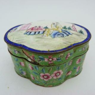 Antique Chinese Canton Enamel Box And Cover,  19th Century
