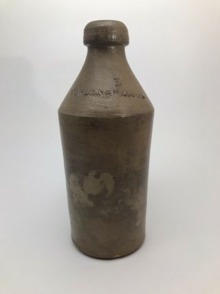 Antique 19th Century Cowden & Wilcox Stoneware Beer Bottle Antique Stoneware