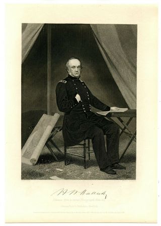 Henry W Halleck,  Civil War Union General,  Steel Engraving Chappel (8268)