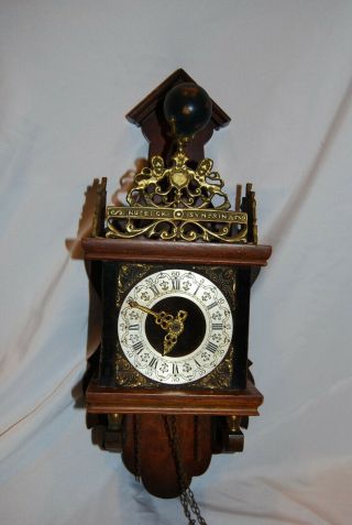 Vintage Zaanse Zaandam Warmink Wall Clock Repair Parts Wooden Case Dutch